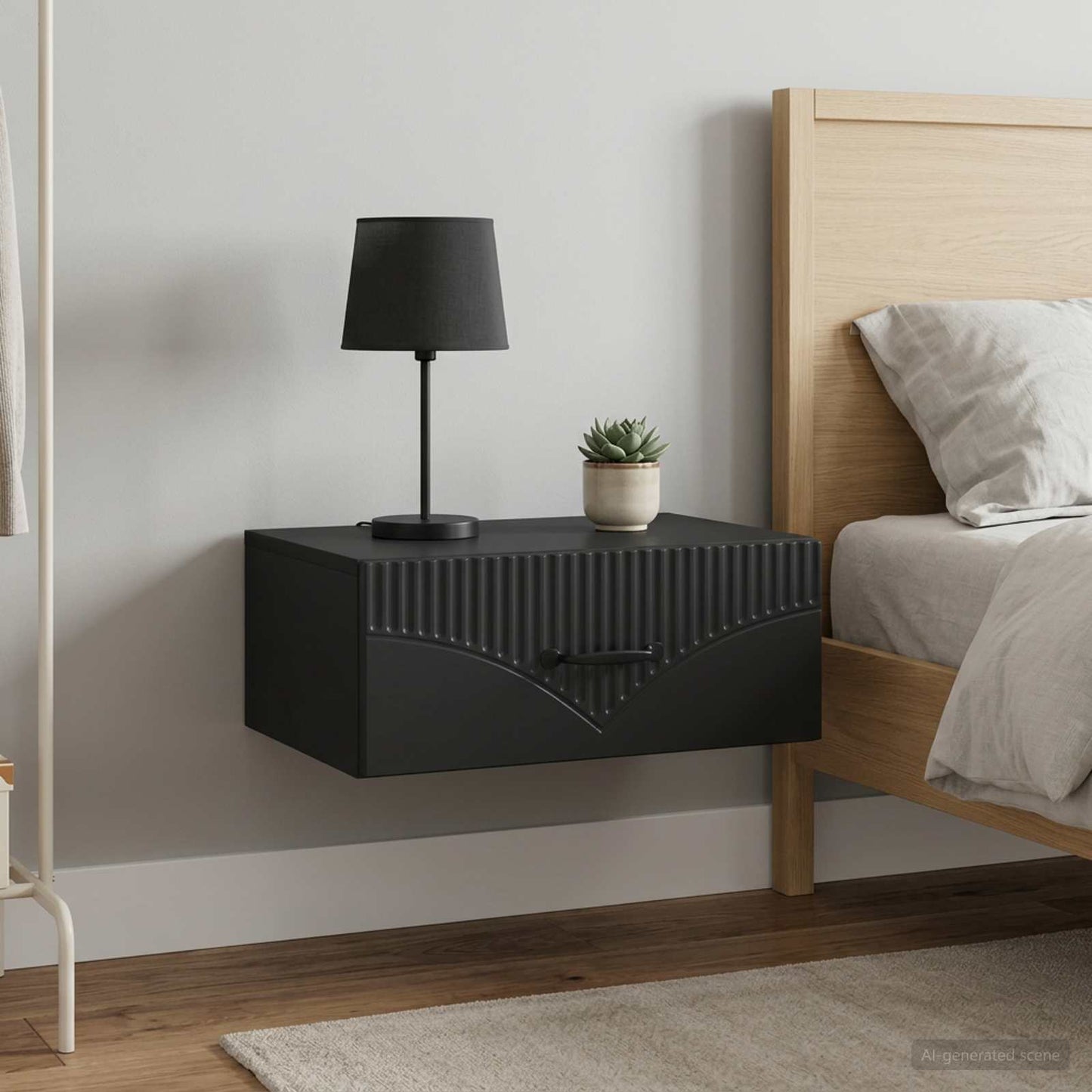 Wandmontierter Nachttisch 2 stk. Schwarz 49 x 34,5 x 20 cm