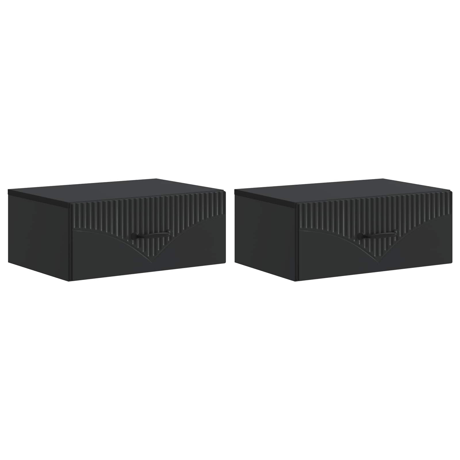 Wandmontierter Nachttisch 2 stk. Schwarz 49 x 34,5 x 20 cm