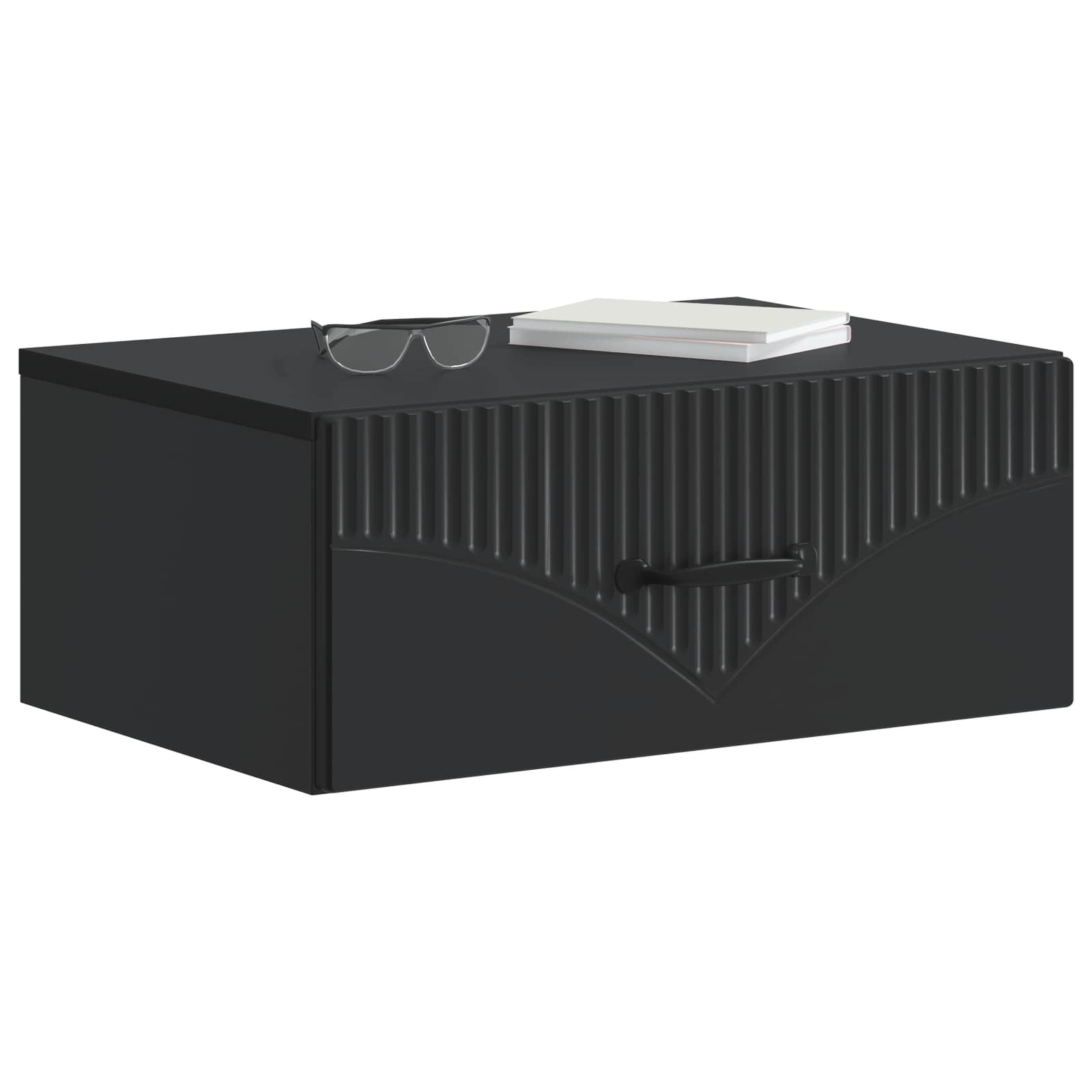Wandmontierter Nachttisch 2 stk. Schwarz 49 x 34,5 x 20 cm
