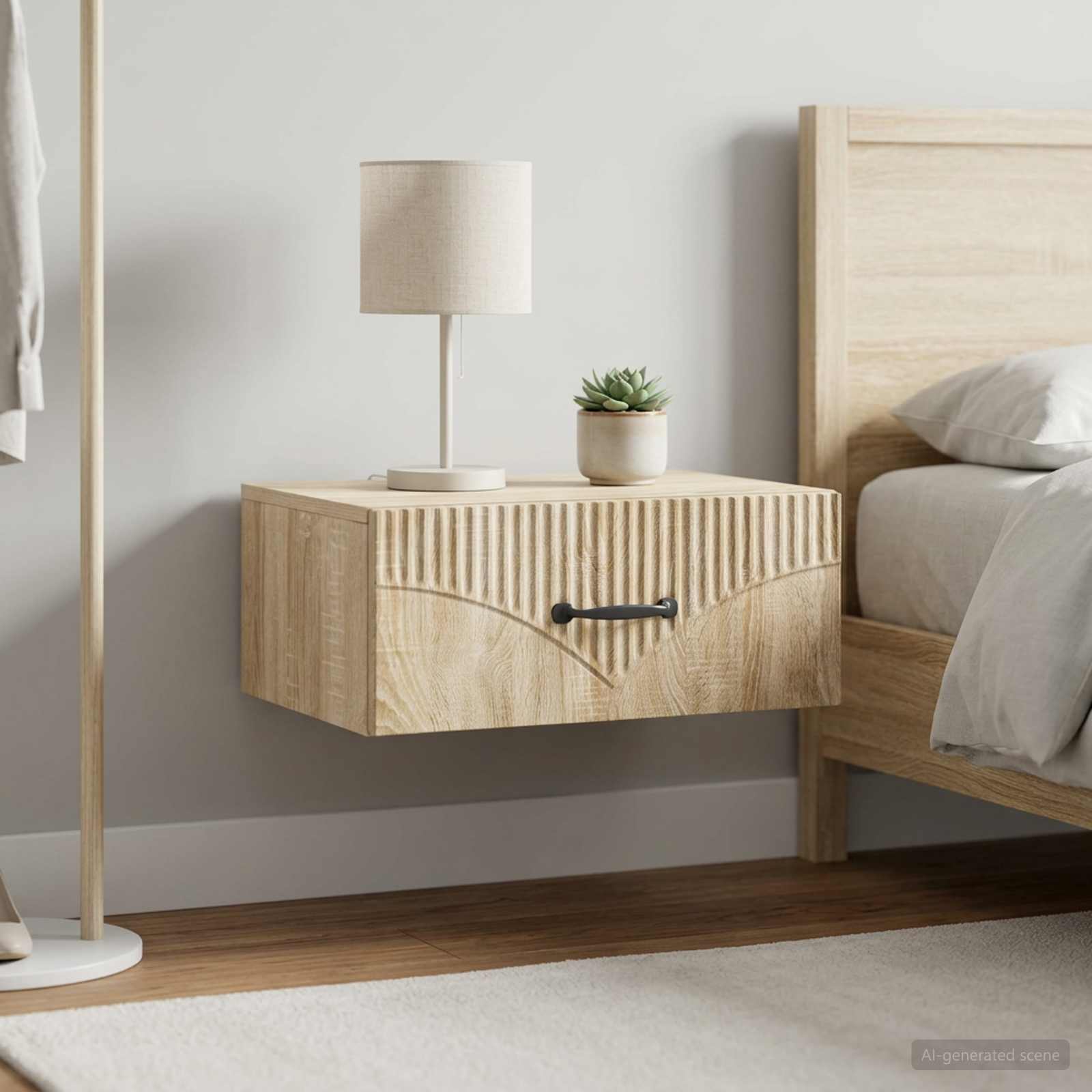 Wandmontierter Nachttisch 2 stk. Sonoma-Eiche 49 x 34,5 x 20 cm