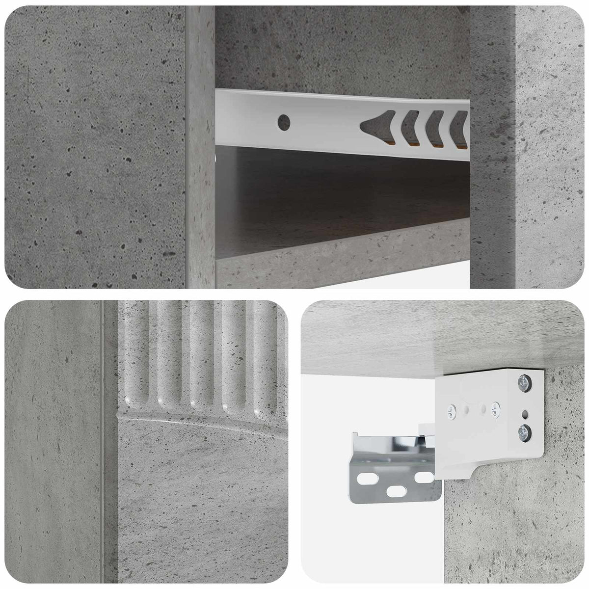 Wandmontierter Nachttisch 2 stk. Betongrau 49 x 34,5 x 20 cm