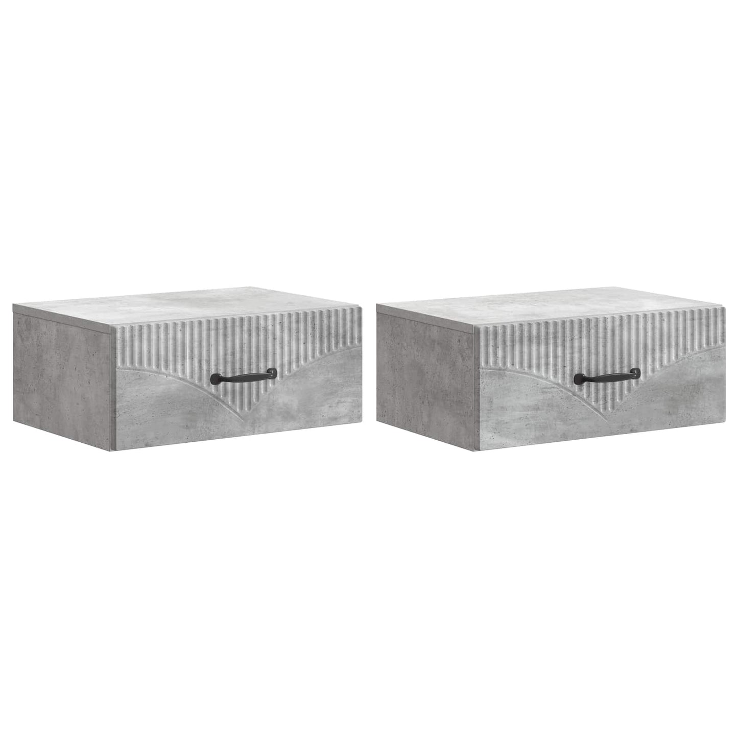 Wandmontierter Nachttisch 2 stk. Betongrau 49 x 34,5 x 20 cm