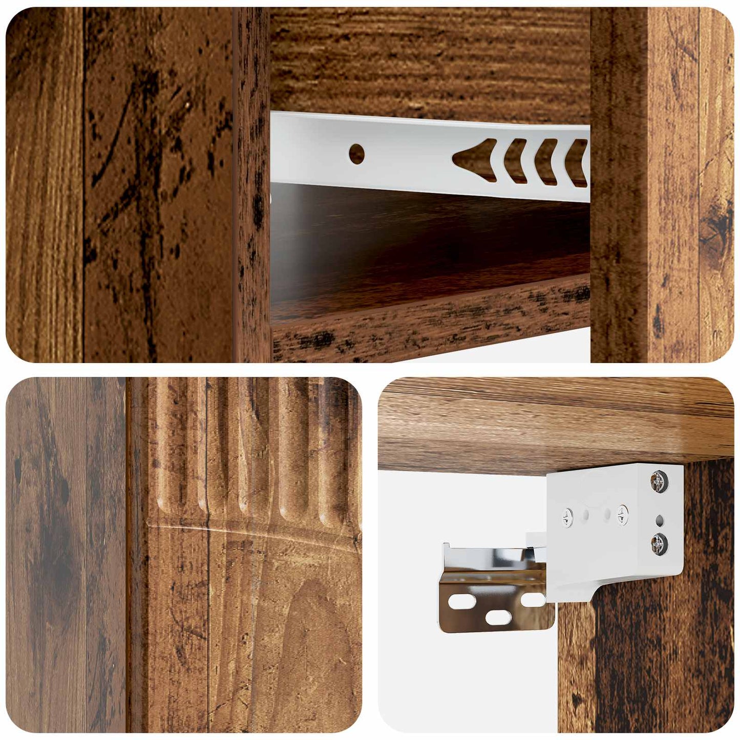 Wandmontierter Nachttisch 2 stk. Altholz 49 x 34,5 x 20 cm