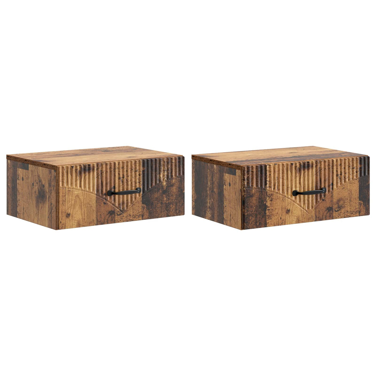 Wandmontierter Nachttisch 2 stk. Altholz 49 x 34,5 x 20 cm