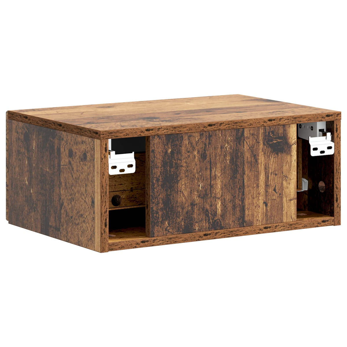 Wandmontierter Nachttisch 2 stk. Altholz 49 x 34,5 x 20 cm