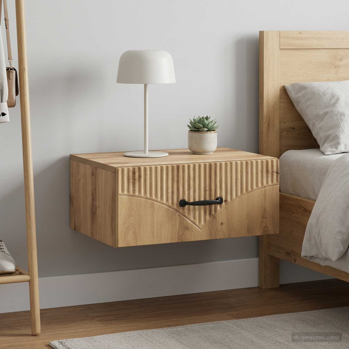 Wandmontierter Nachttisch 2 stk. Artisan-Eiche