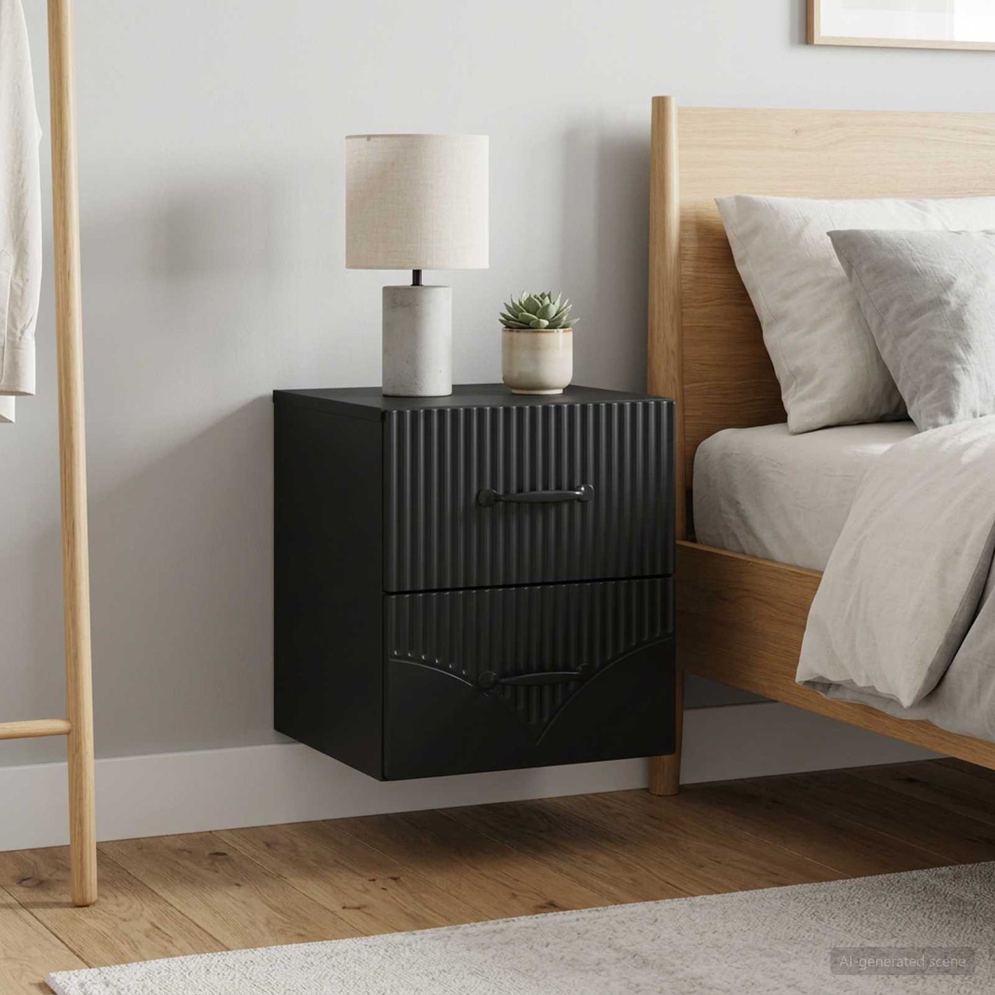 Wandmontierter Nachttisch 2 stk. Schwarz 34,5 x 33 x 40 cm