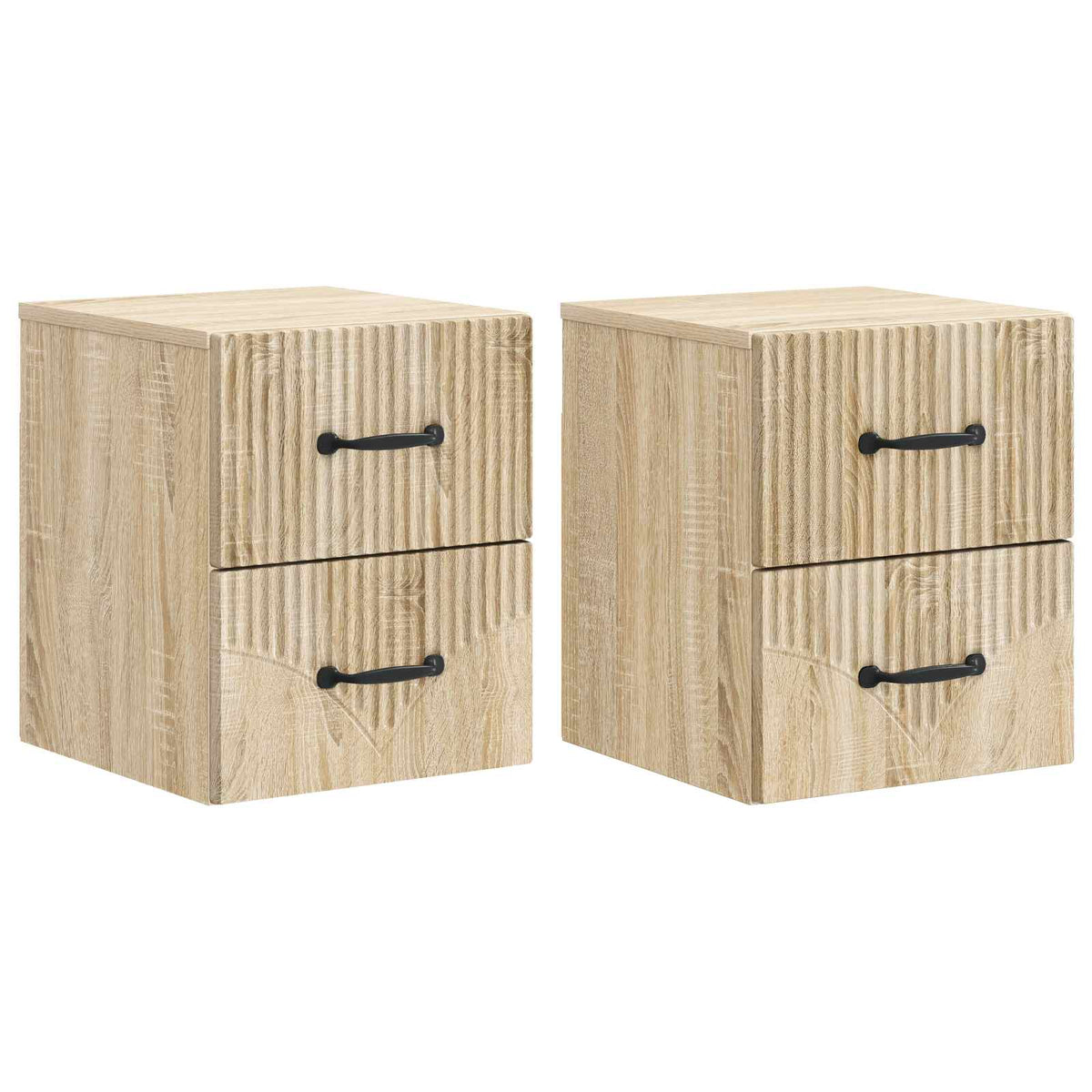 Wandmontierter Nachttisch 2 stk. Sonoma-Eiche 34,5 x 33 x 40 cm