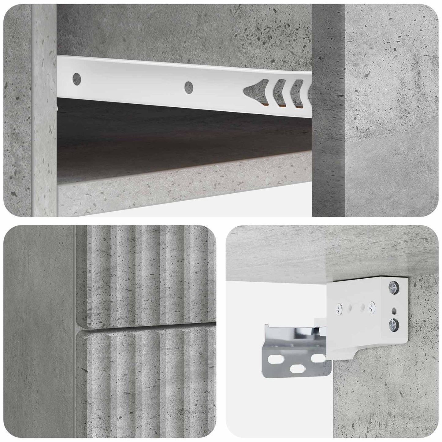 Wandmontierter Nachttisch 2 stk. Betongrau 34,5 x 33 x 40 cm