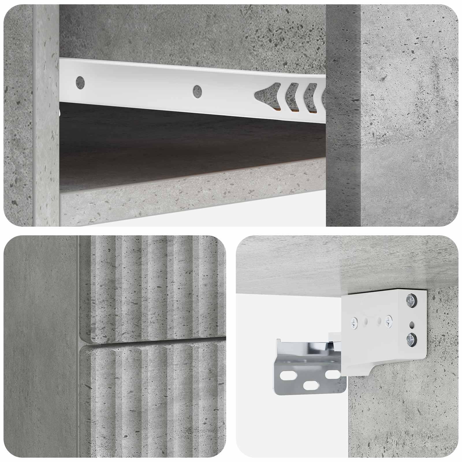 Wandmontierter Nachttisch 2 stk. Betongrau 34,5 x 33 x 40 cm
