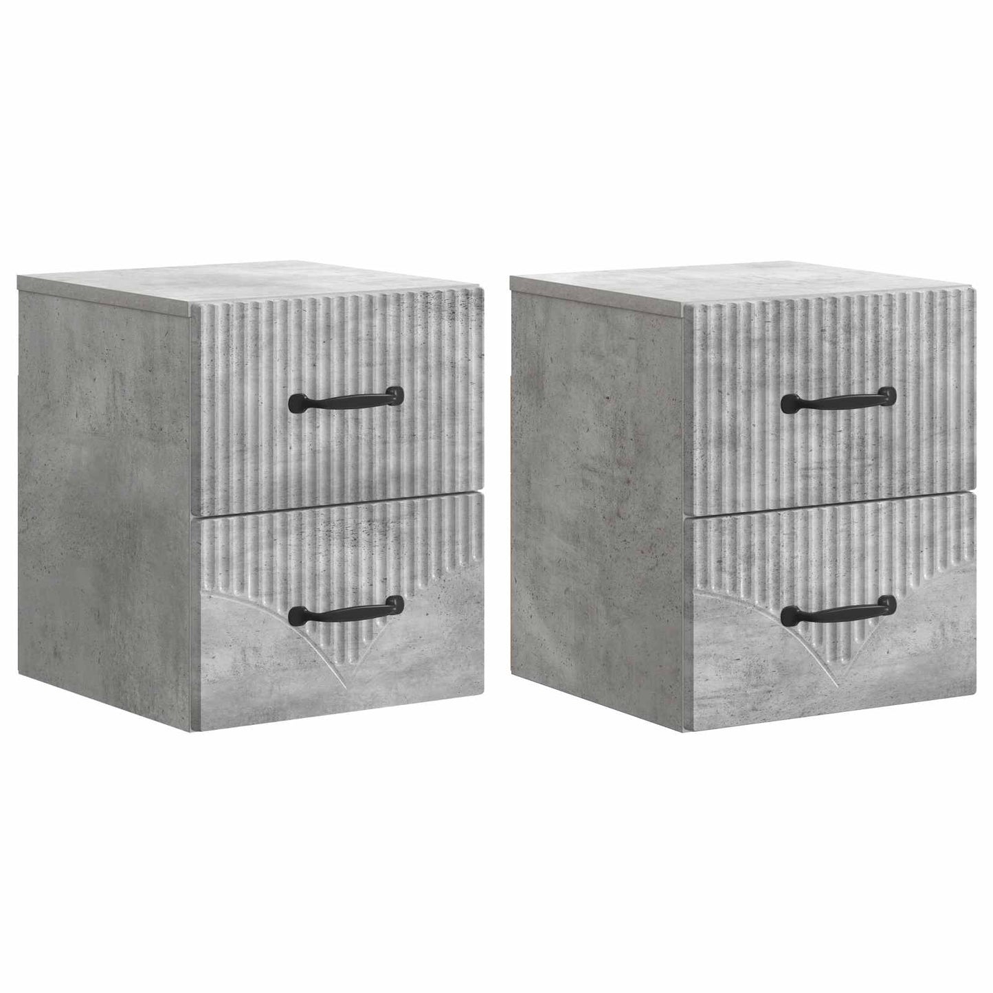 Wandmontierter Nachttisch 2 stk. Betongrau 34,5 x 33 x 40 cm
