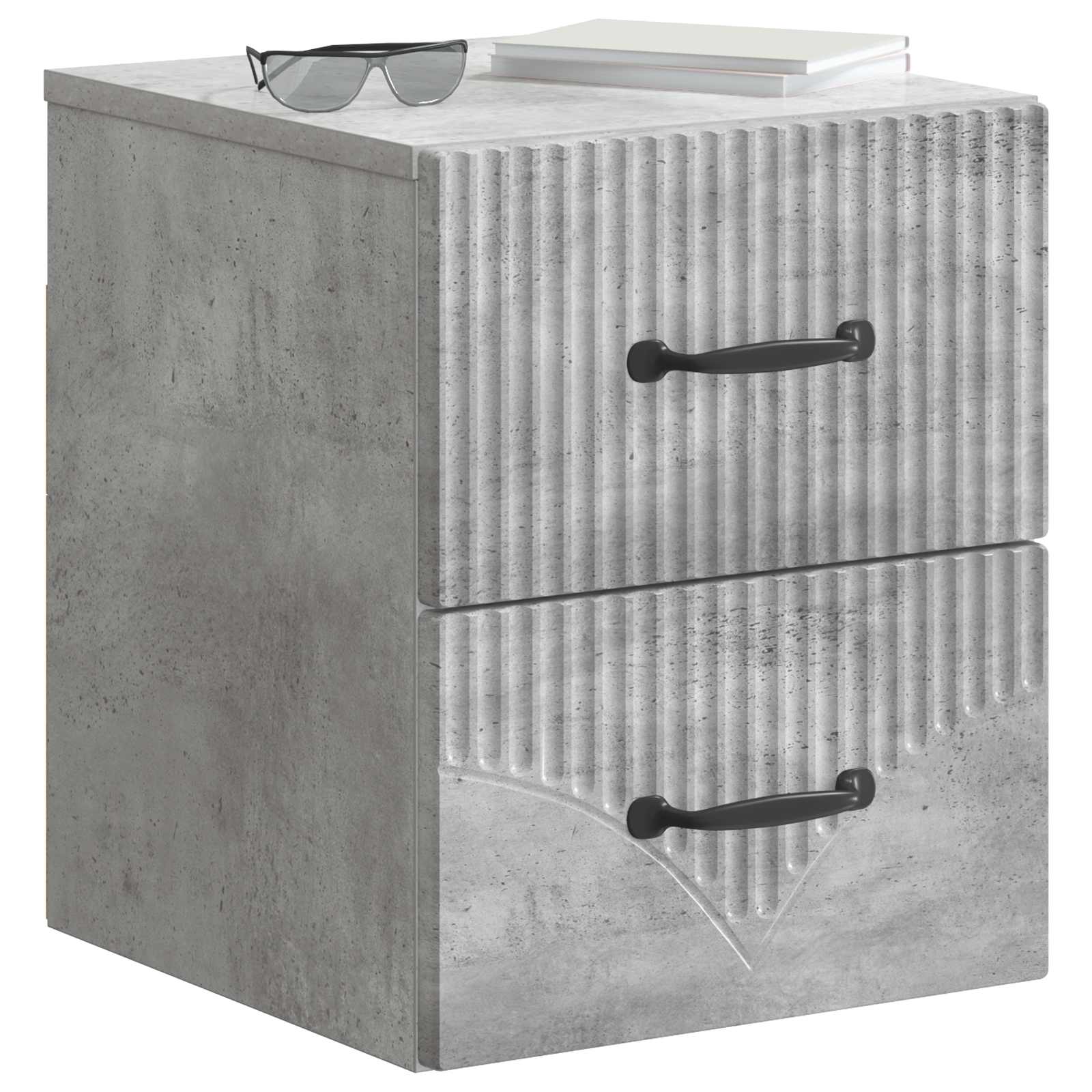 Wandmontierter Nachttisch 2 stk. Betongrau 34,5 x 33 x 40 cm
