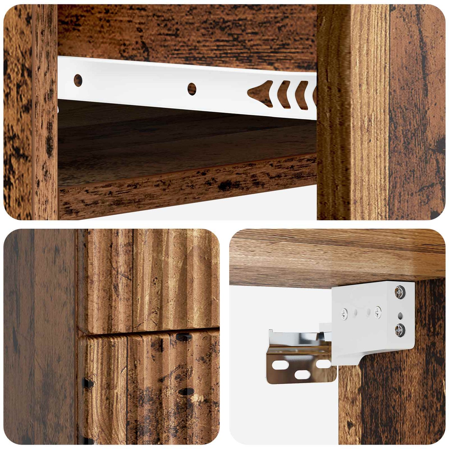 Wandmontierter Nachttisch 2 stk. Altholz 34,5 x 33 x 40 cm
