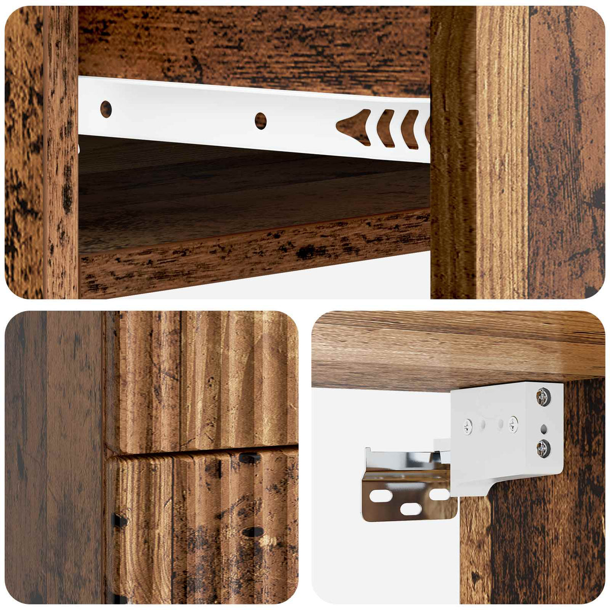 Wandmontierter Nachttisch 2 stk. Altholz 34,5 x 33 x 40 cm
