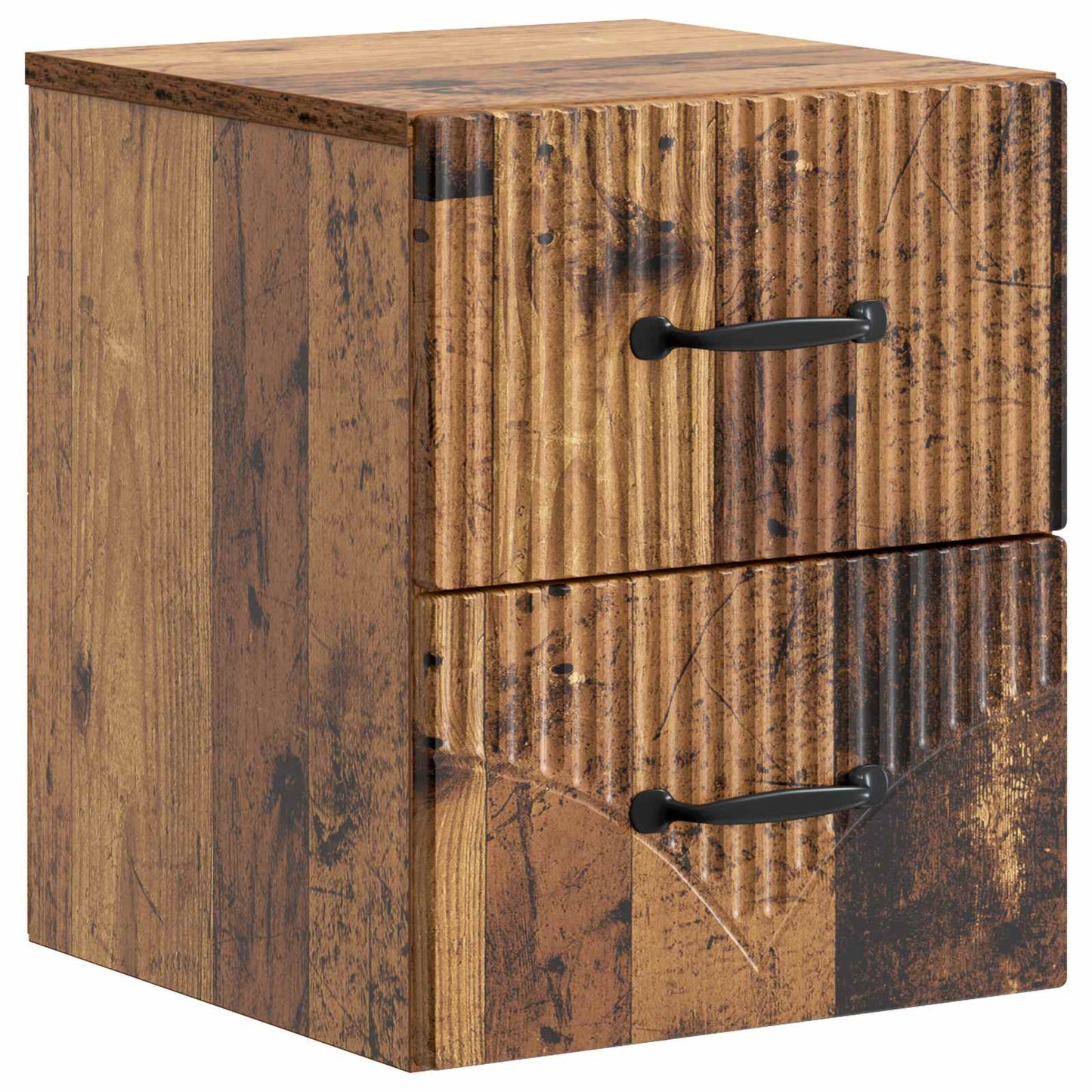 Wandmontierter Nachttisch 2 stk. Altholz 34,5 x 33 x 40 cm