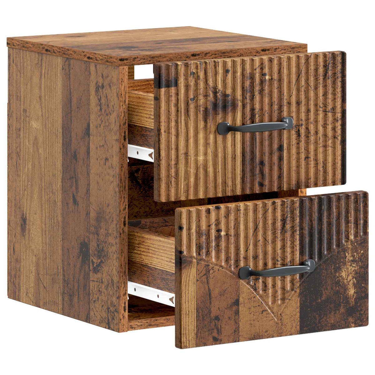 Wandmontierter Nachttisch 2 stk. Altholz 34,5 x 33 x 40 cm