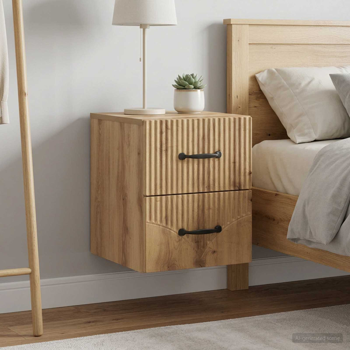Wandmontierter Nachttisch 2 stk. Artisan-Eiche