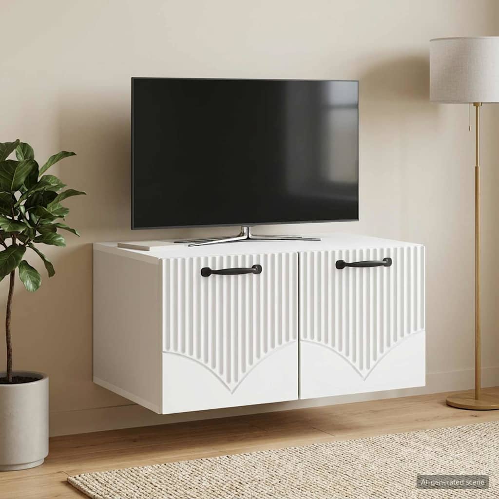 Wandmontierter TV-Schrank Weiß 59,5 x 41 x 30 cm Holzwerkstoff