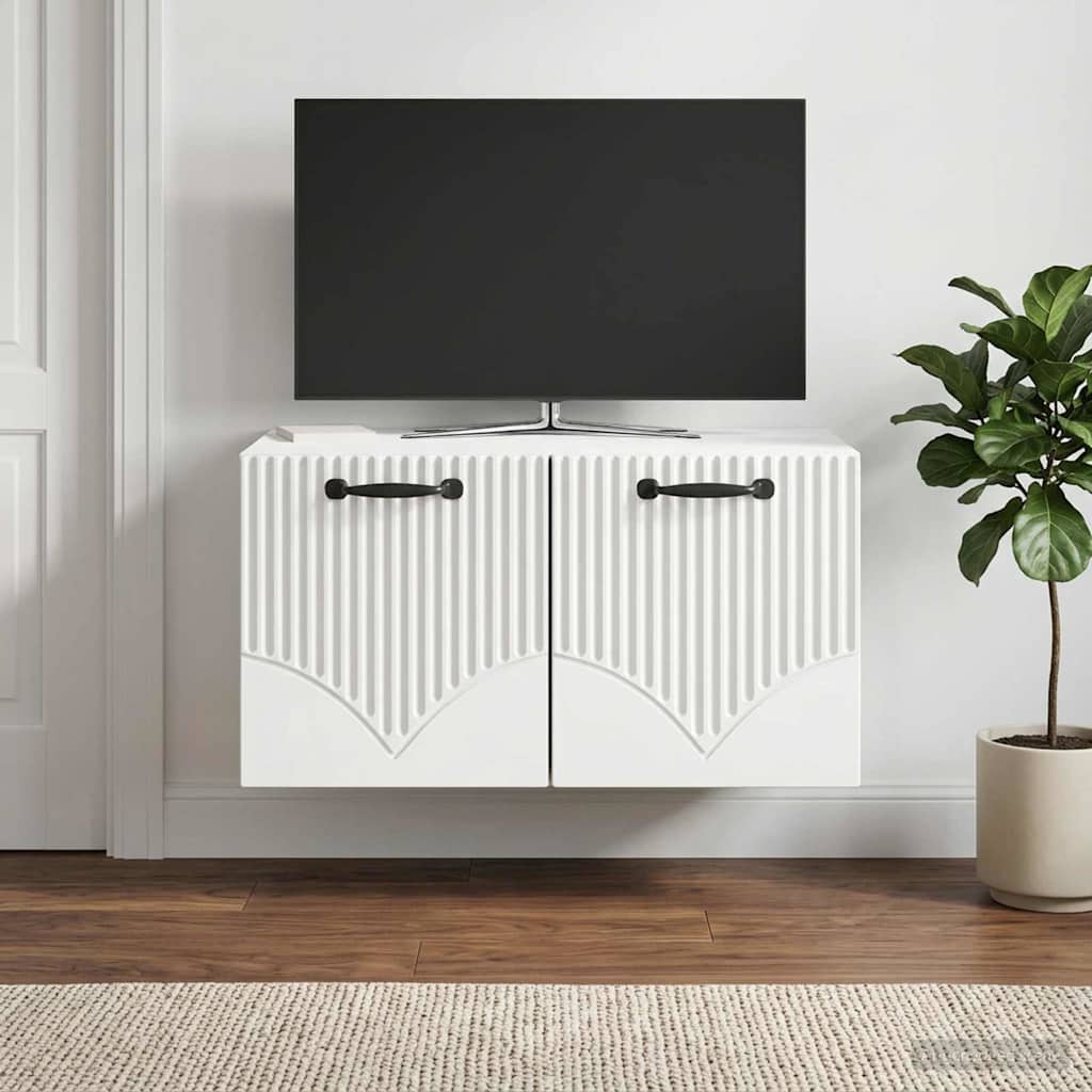 Wandmontierter TV-Schrank Weiß 59,5 x 41 x 30 cm Holzwerkstoff