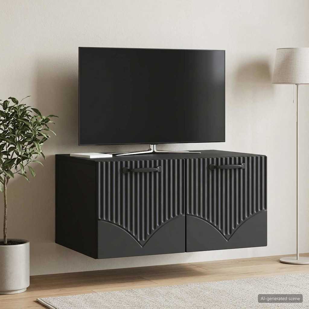 Wandmontierter TV-Schrank Schwarz 59,5 x 41 x 30 cm