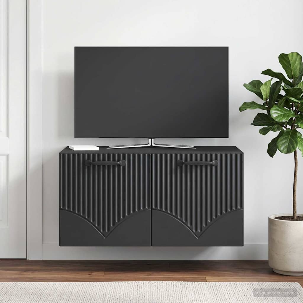 Wandmontierter TV-Schrank Schwarz 59,5 x 41 x 30 cm