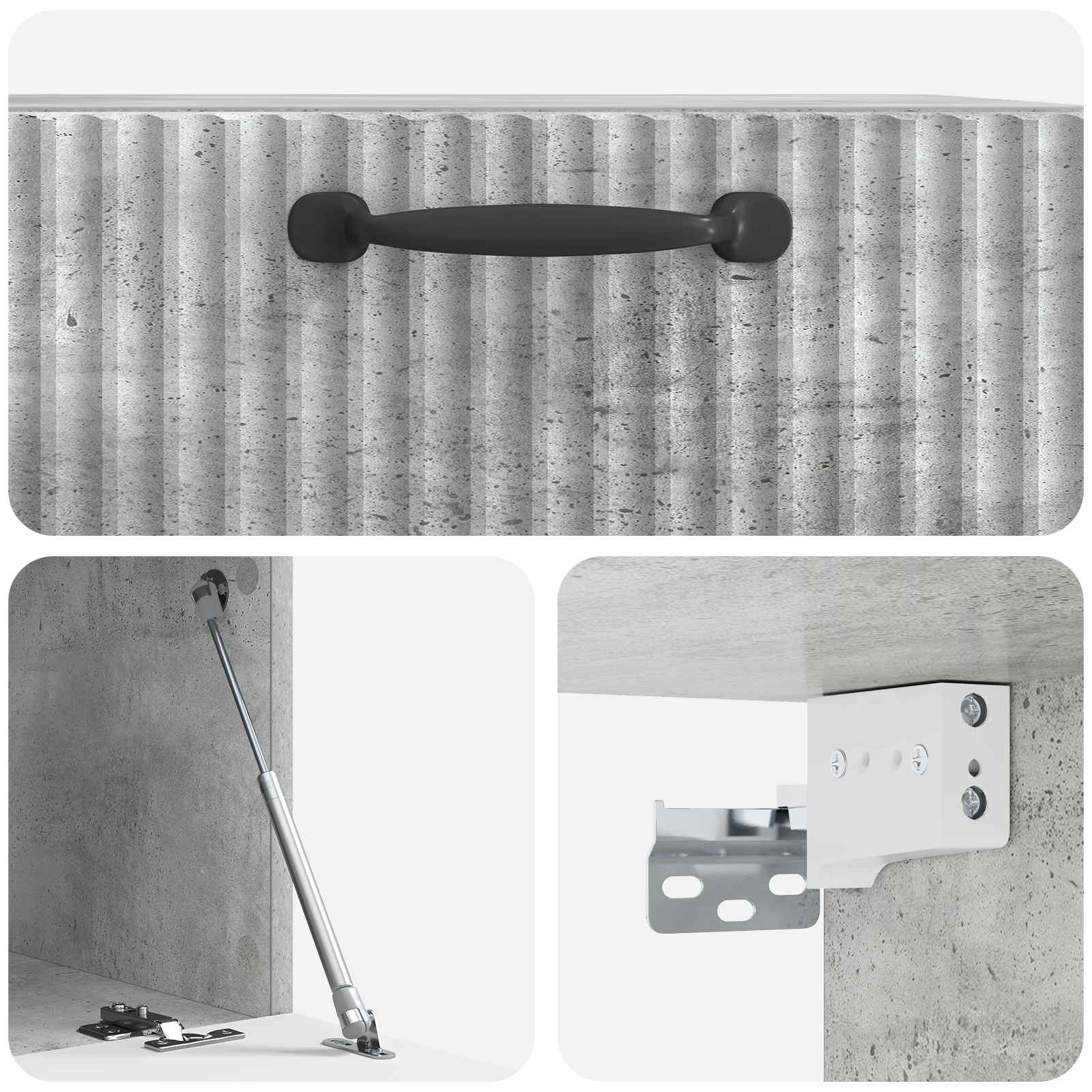 Wandmontierter TV-Schrank Betongrau 59,5 x 41 x 30 cm
