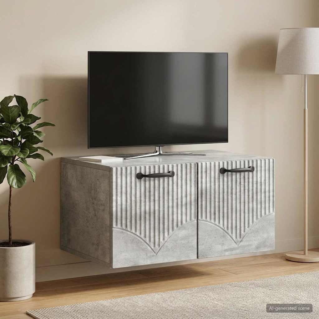 Wandmontierter TV-Schrank Betongrau 59,5 x 41 x 30 cm
