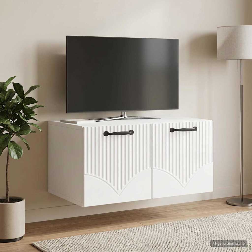 Wandmontierter TV-Schrank Hochglanz Weiß 59,5 x 41 x 30 cm