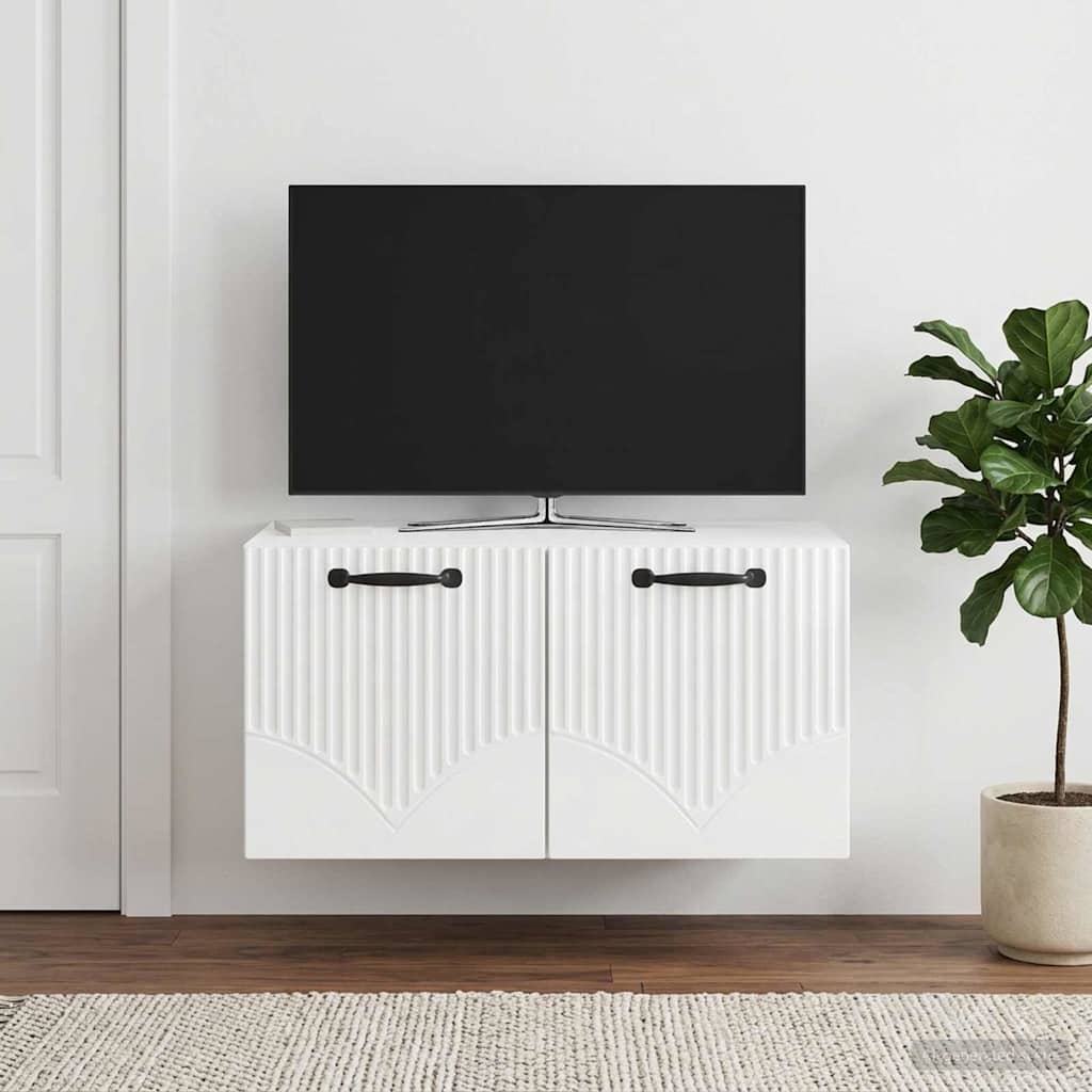 Wandmontierter TV-Schrank Hochglanz Weiß 59,5 x 41 x 30 cm