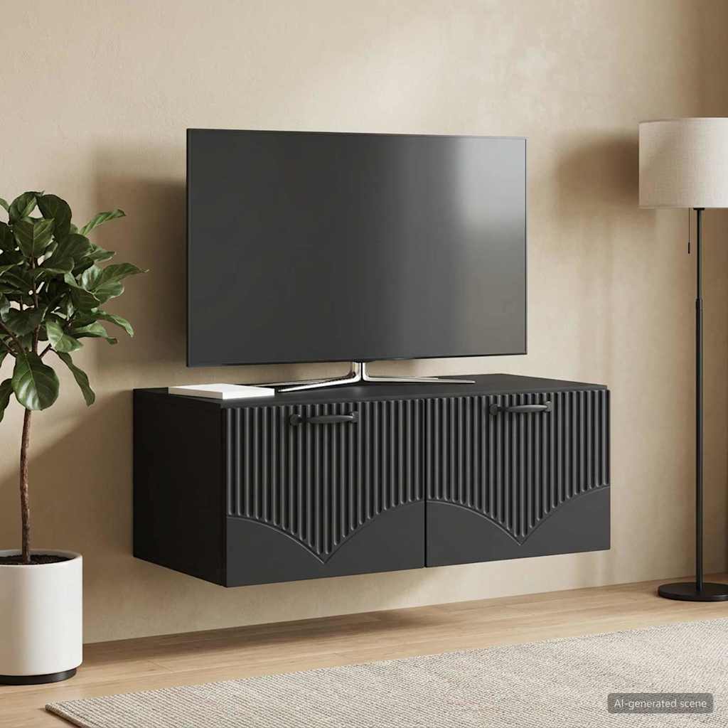 Wandmontierter TV-Schrank Schwarz 78,5 x 41 x 30 cm
