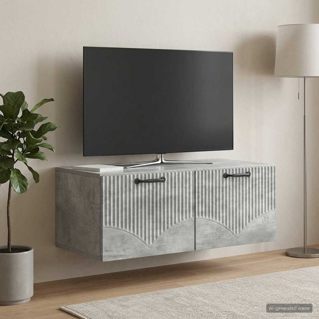 Wandmontierter TV-Schrank Betongrau 78,5 x 41 x 30 cm
