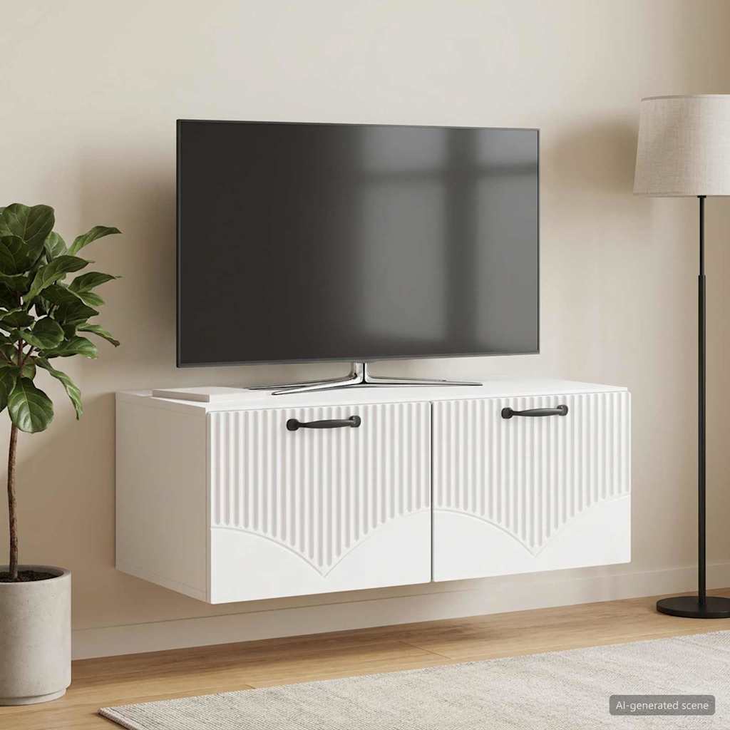 Wandmontierter TV-Schrank Hochglanz Weiß 78,5 x 41 x 30 cm