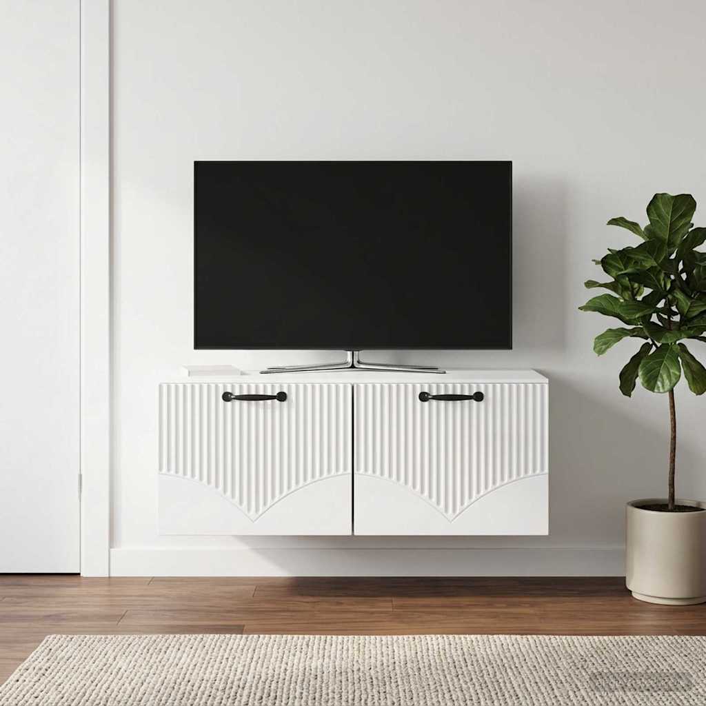 Wandmontierter TV-Schrank Hochglanz Weiß 78,5 x 41 x 30 cm