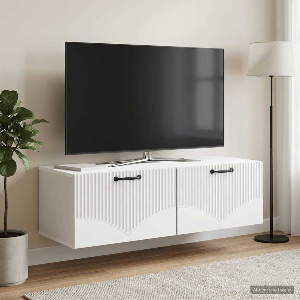 Wandmontierter TV-Schrank Weiß 98 x 41 x 30 cm Holzwerkstoff