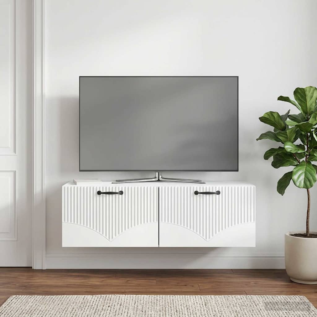 Wandmontierter TV-Schrank Weiß 98 x 41 x 30 cm Holzwerkstoff