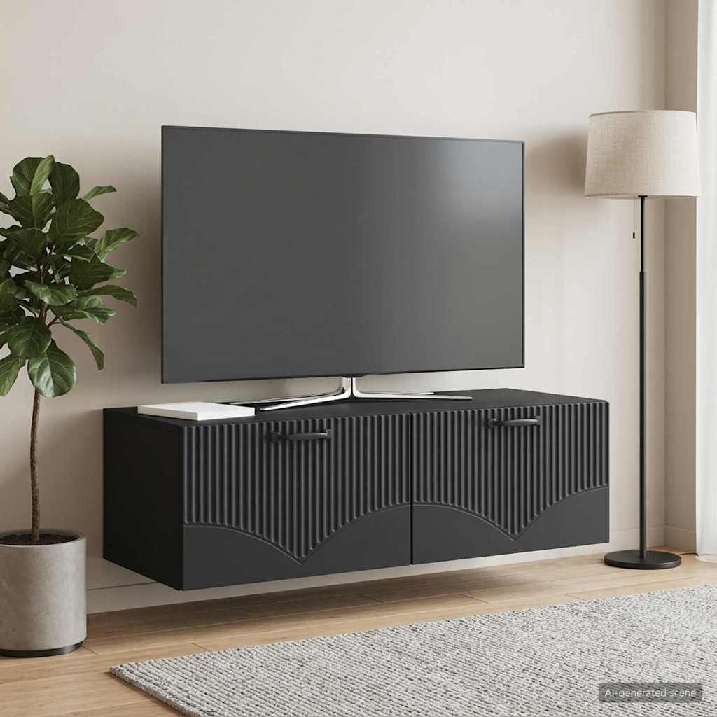 Wandmontierter TV-Schrank Schwarz 98 x 41 x 30 cm Holzwerkstoff