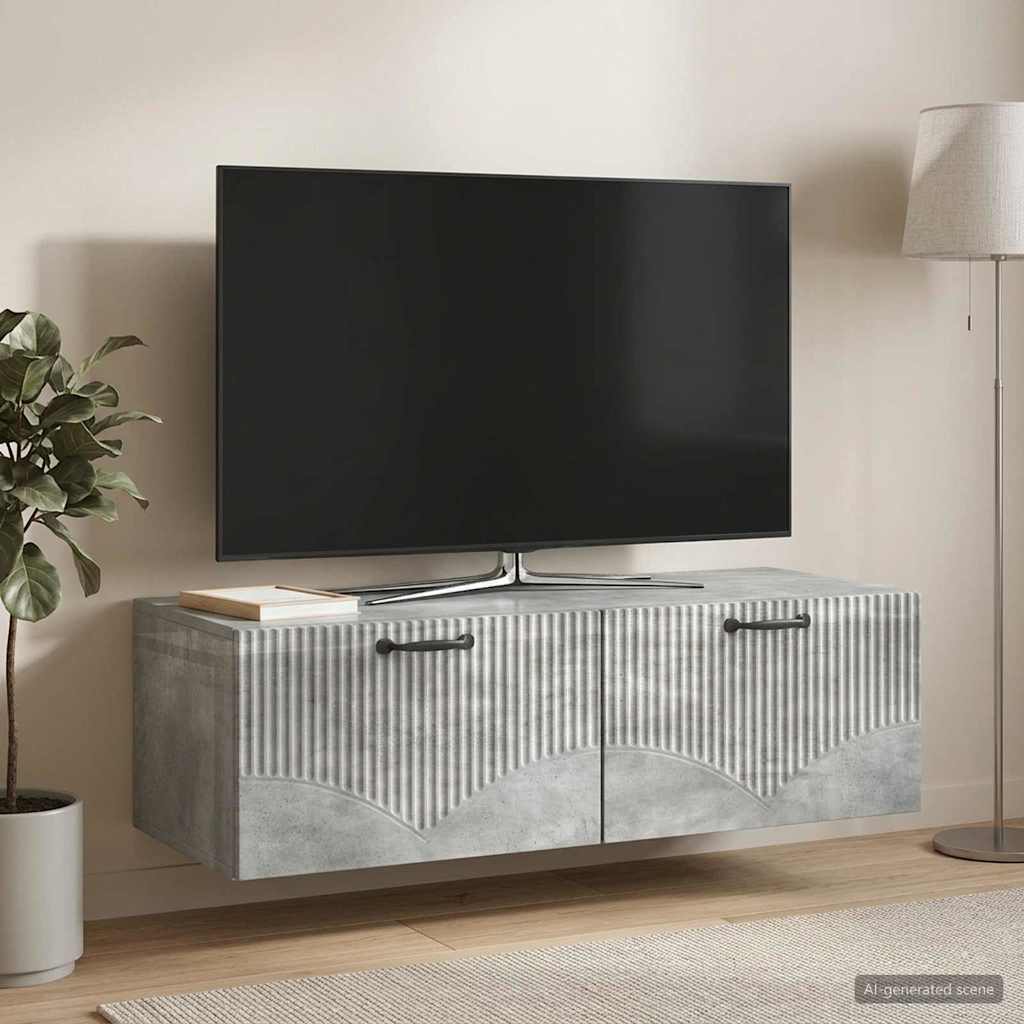 Wandmontierter TV-Schrank Betongrau 98 x 41 x 30 cm