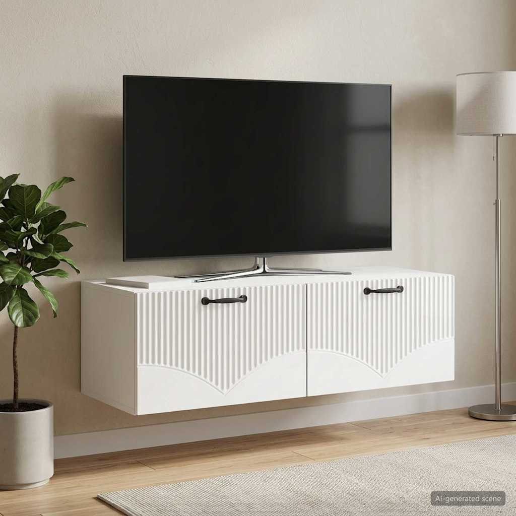 Wandmontierter TV-Schrank Hochglanz Weiß 98 x 41 x 30 cm