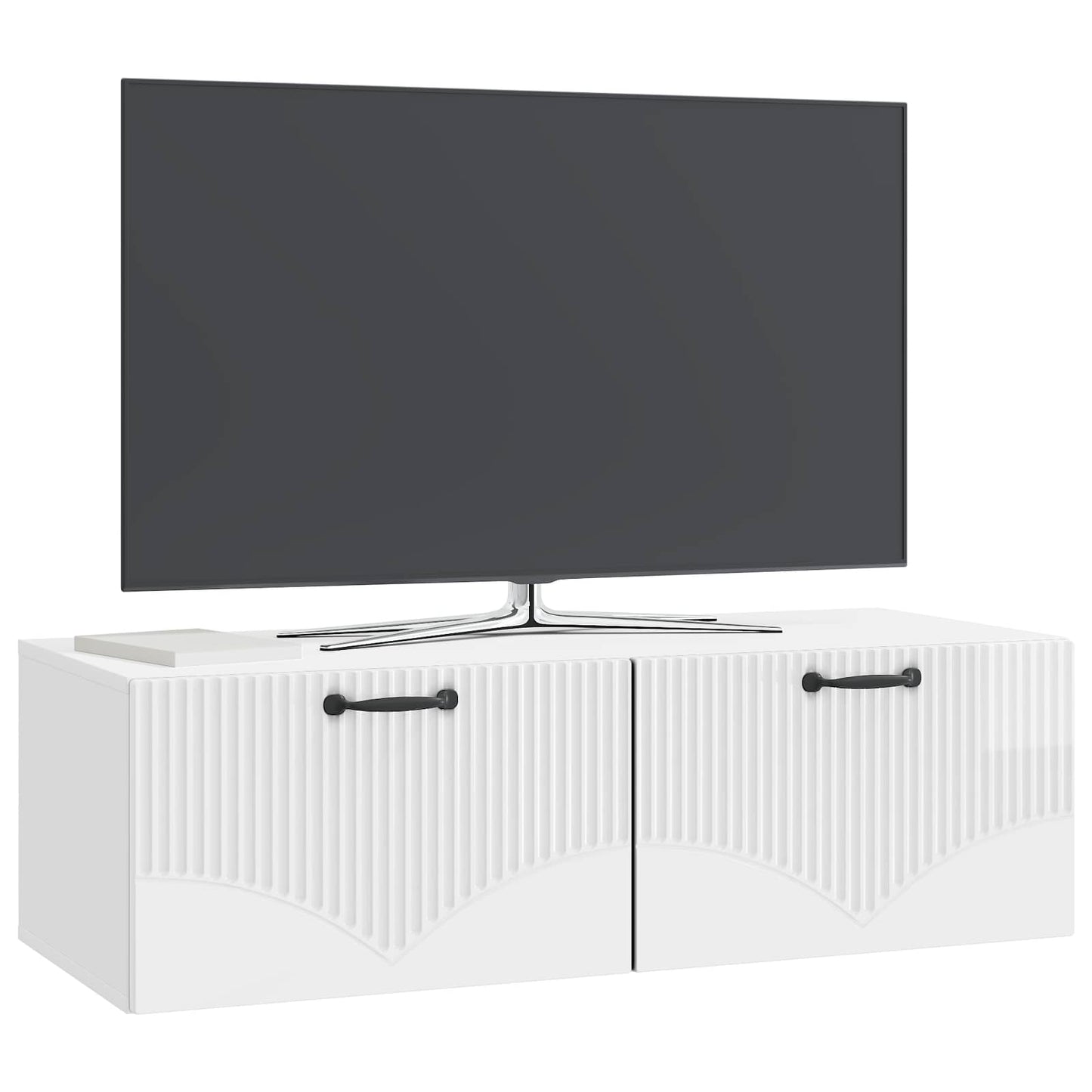 Wandmontierter TV-Schrank Hochglanz Weiß 98 x 41 x 30 cm