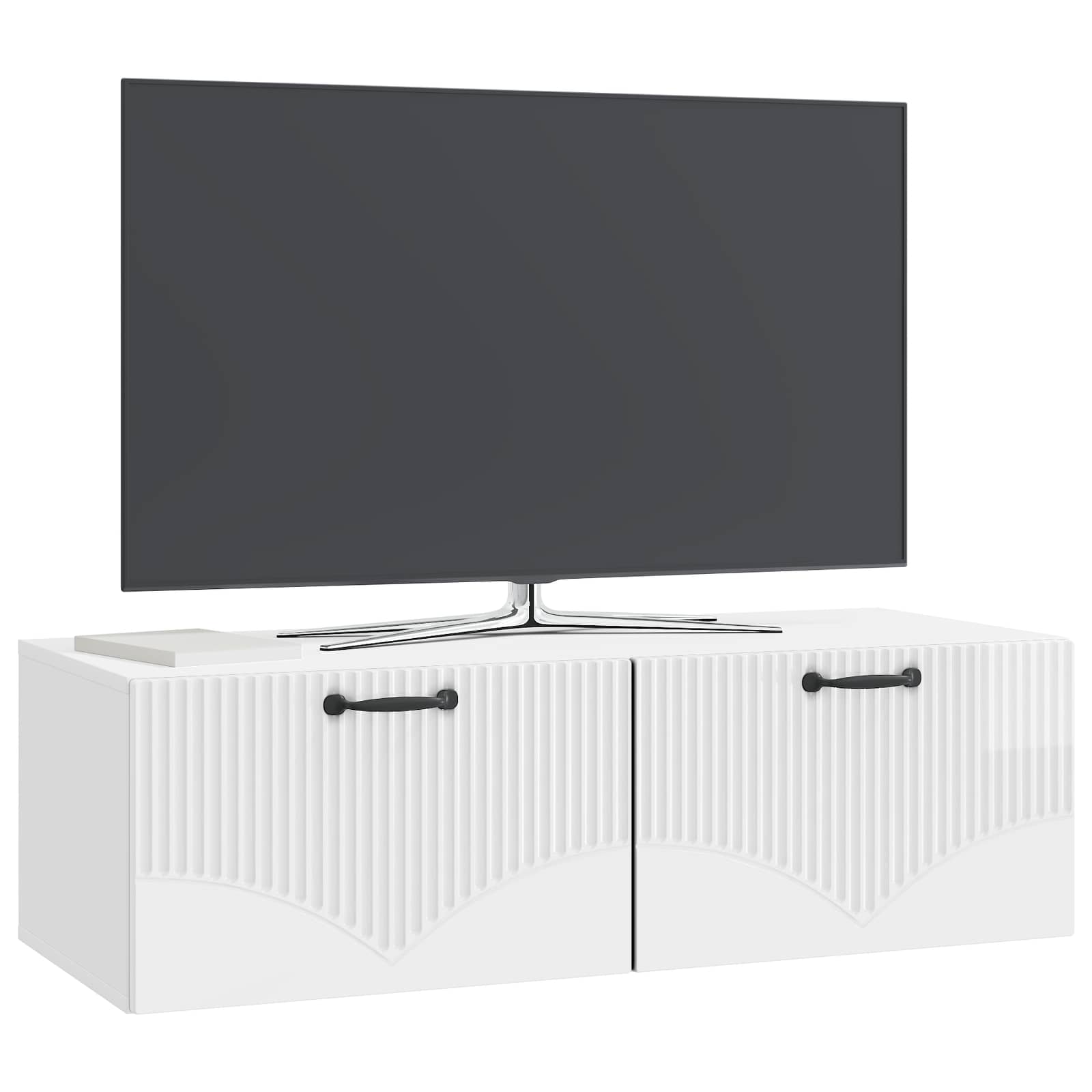 Wandmontierter TV-Schrank Hochglanz Weiß 98 x 41 x 30 cm