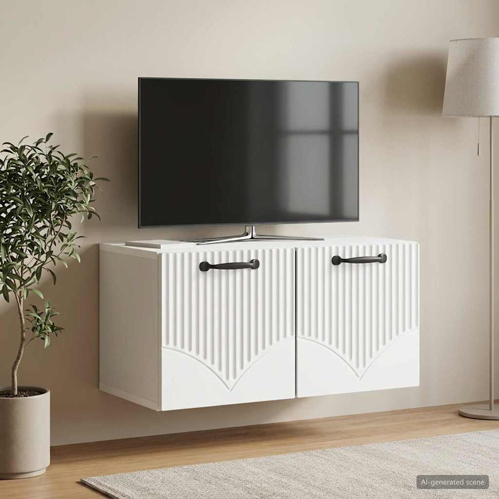 Wandmontierter TV-Schrank Weiß 59,5 x 31 x 30 cm Holzwerkstoff