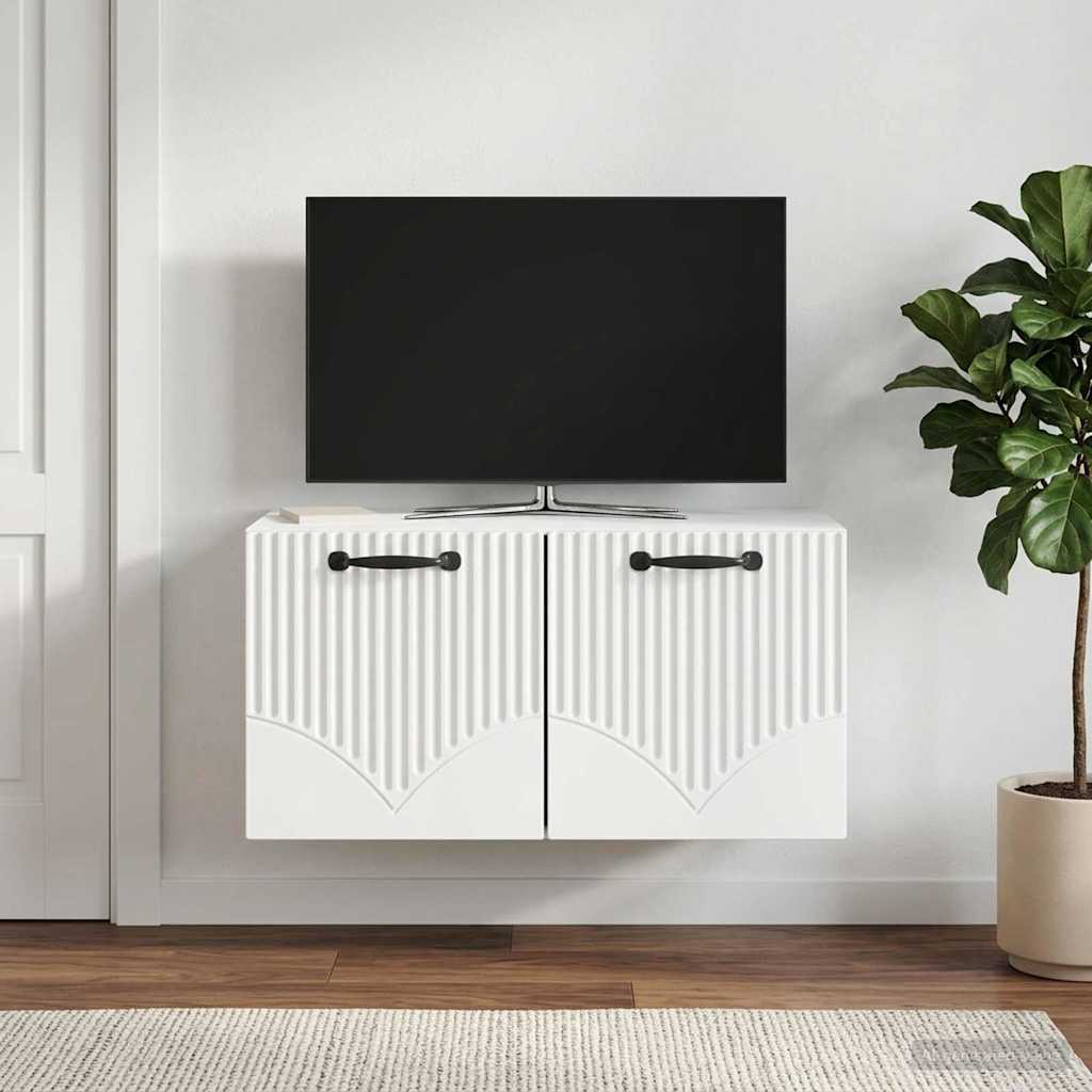 Wandmontierter TV-Schrank Weiß 59,5 x 31 x 30 cm Holzwerkstoff