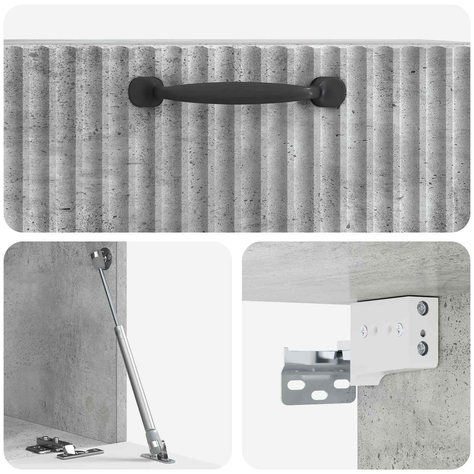 Wandmontierter TV-Schrank Betongrau 59,5 x 31 x 30 cm