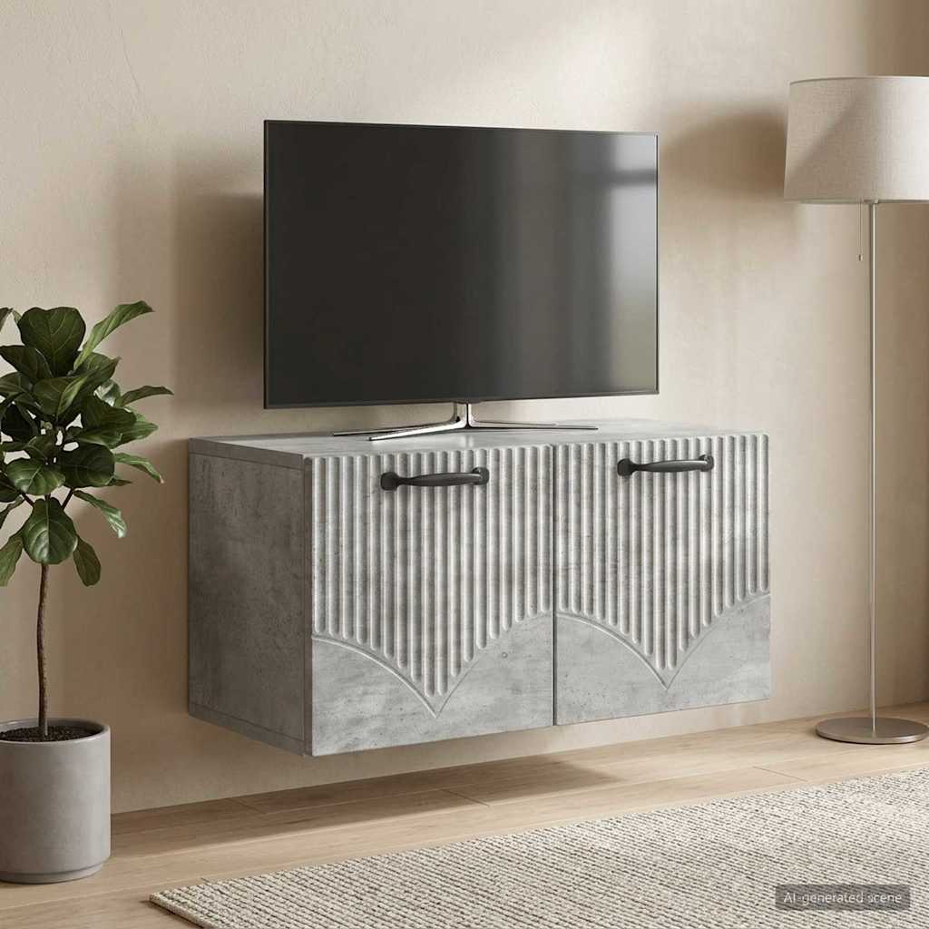 Wandmontierter TV-Schrank Betongrau 59,5 x 31 x 30 cm