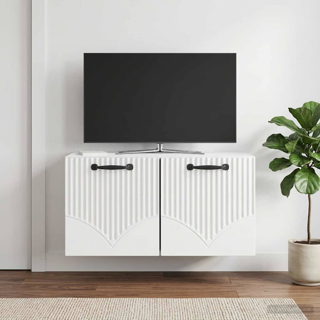 Wandmontierter TV-Schrank Hochglanz Weiß 59,5 x 31 x 30 cm