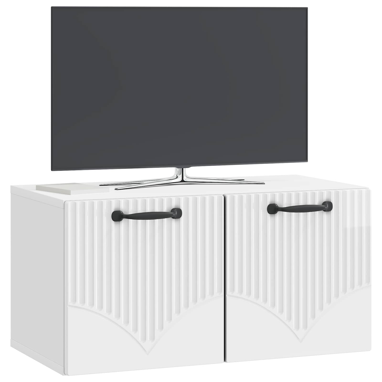 Wandmontierter TV-Schrank Hochglanz Weiß 59,5 x 31 x 30 cm