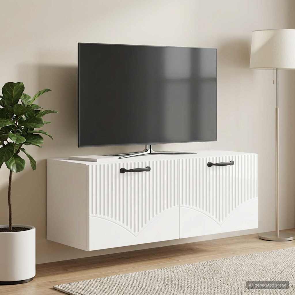 Wandmontierter TV-Schrank Hochglanz Weiß 78,5 x 31 x 30 cm