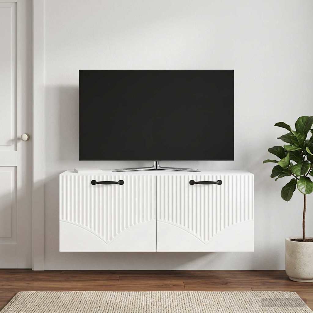 Wandmontierter TV-Schrank Hochglanz Weiß 78,5 x 31 x 30 cm