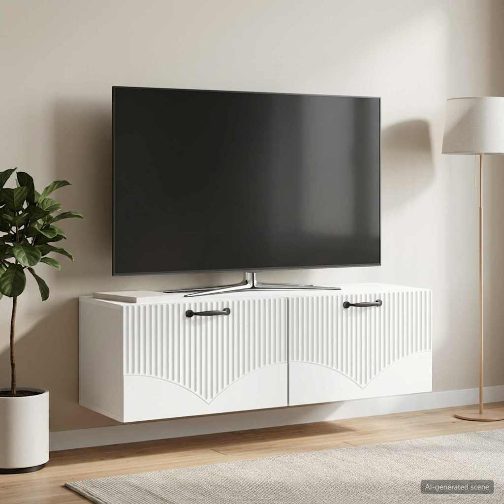 Wandmontierter TV-Schrank Weiß 98 x 31 x 30 cm Holzwerkstoff