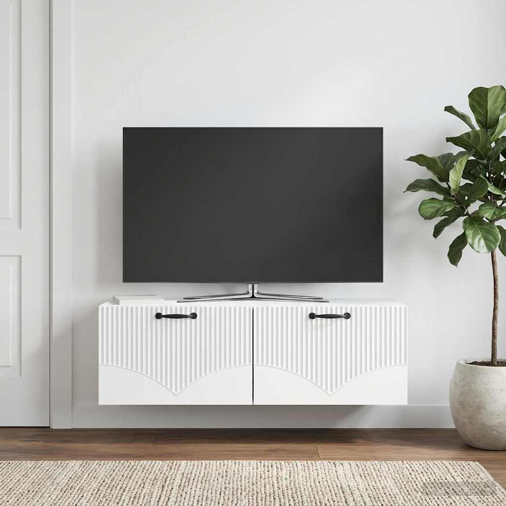 Wandmontierter TV-Schrank Weiß 98 x 31 x 30 cm Holzwerkstoff